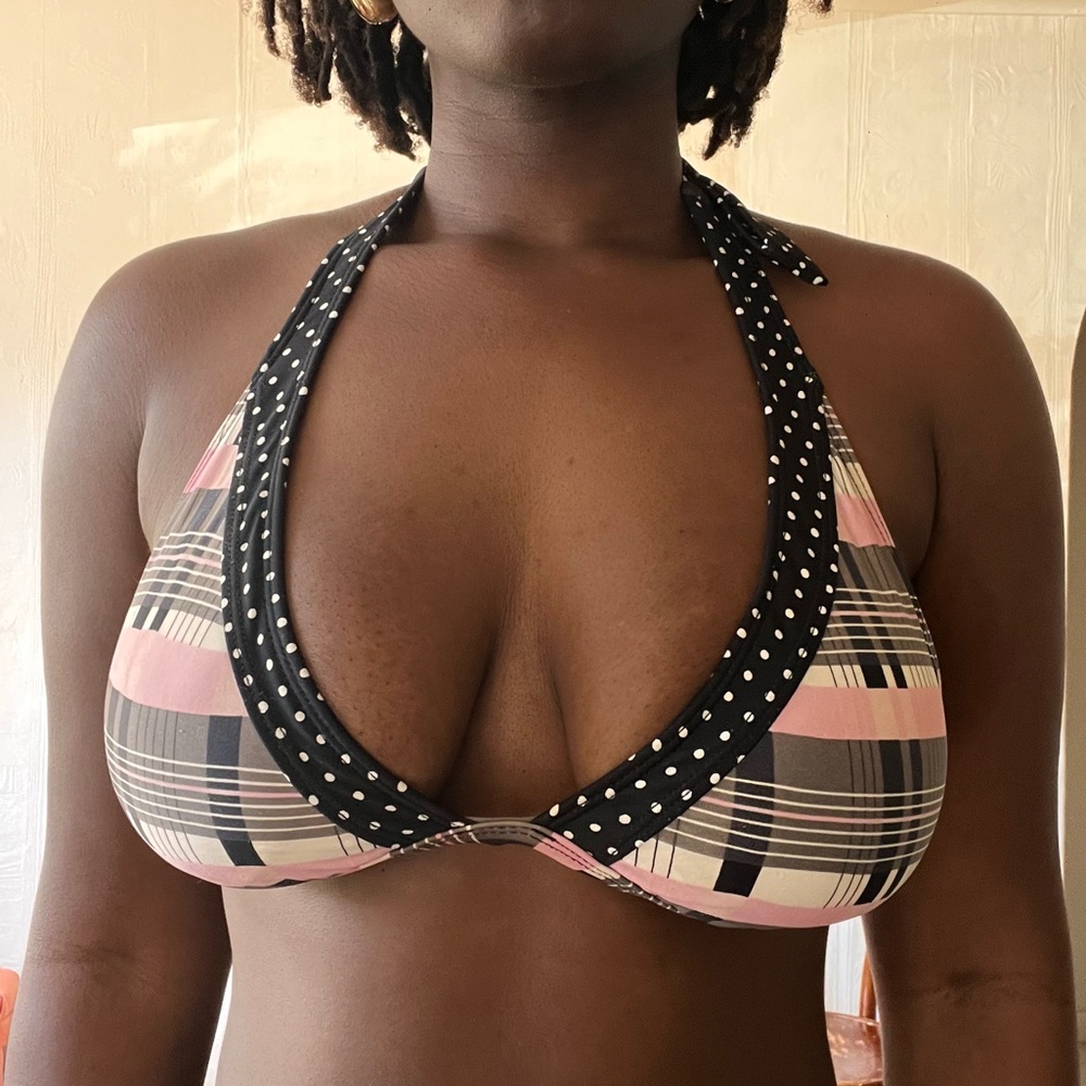 Candie's Plaid and Polka Dot Bikini Top